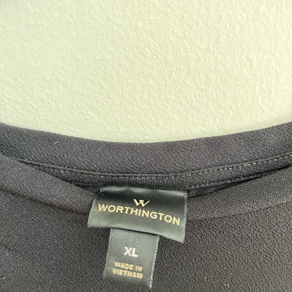 Worthington Black Front-Knot Short Sleeve Stretchy Top Size XL - Picture 5 of 5